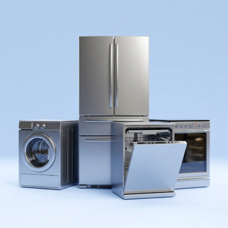 Appliance repair technician at work